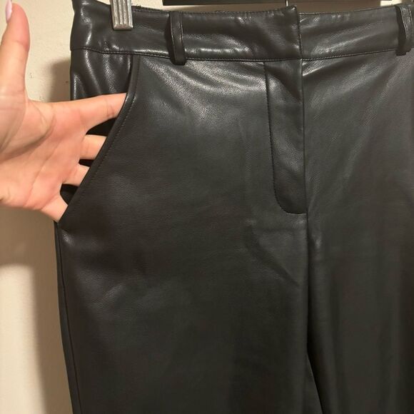 7 For all Mankind Faux Leather Wide Cropped Leg Pants Black- Size Medium - Picture 7 of 11
